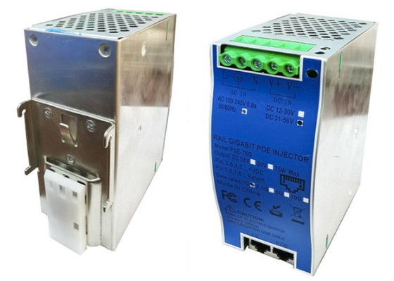 DIN-Rail Industrial 10G 90W 802.3bt PoE++ Injector with AC+DC Dual Power Input