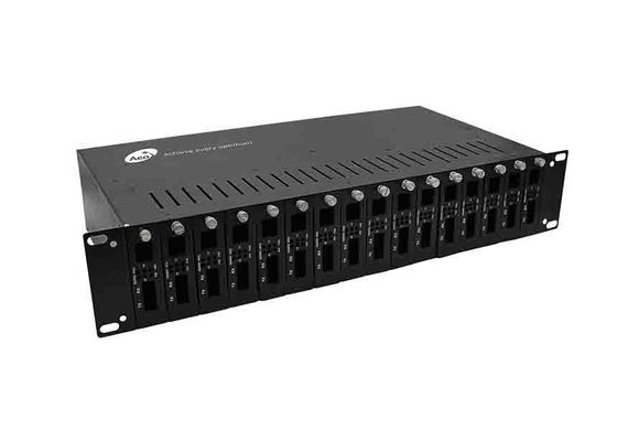 2U Rack Mount Media Converter Chassis Dual Power Supply