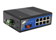 8 Port Industrial Media Converter Fiber To Ethernet 1 Fiber and 8 POE Ethernet Ports