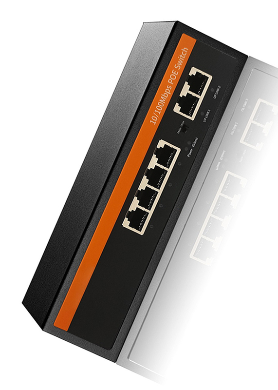 250m VLAN 4+2 POE Switch Full 10 / 100 / 1000Mbps 4 POE Ports and 2 Uplink Ports