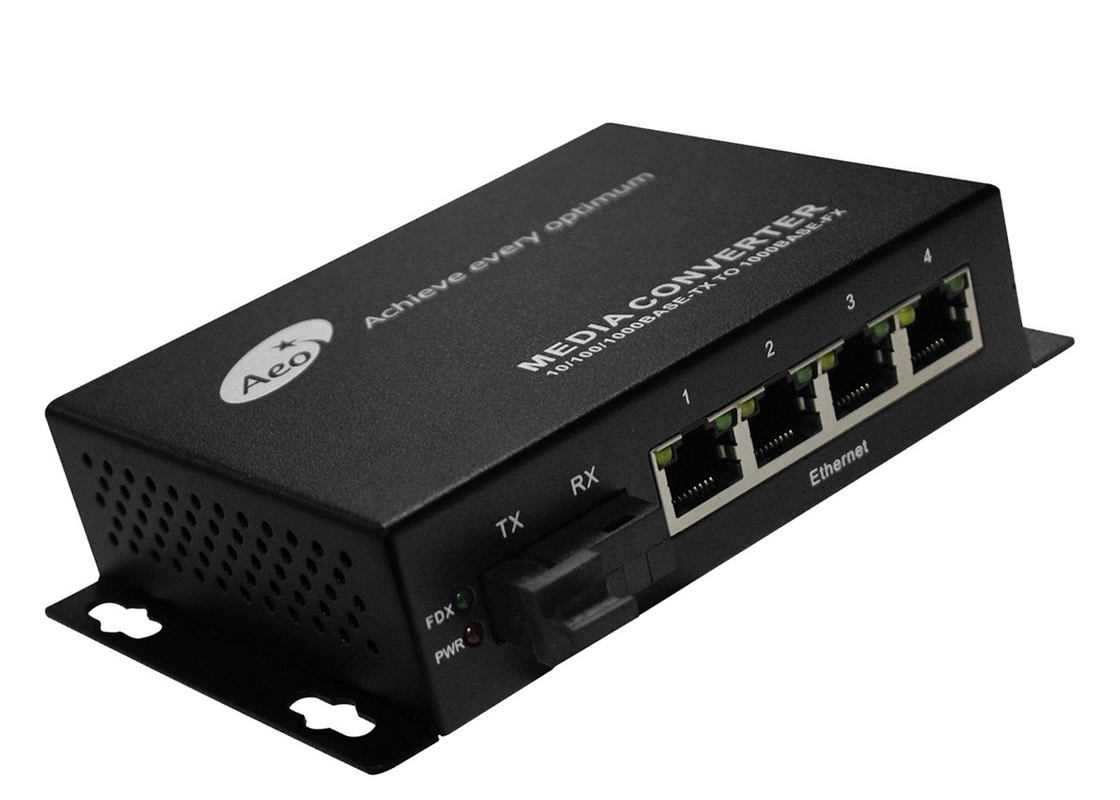 10/100Mbps 4 Port Ethernet Switch Fiber To Rj45 Converter CBIT VLAN Support