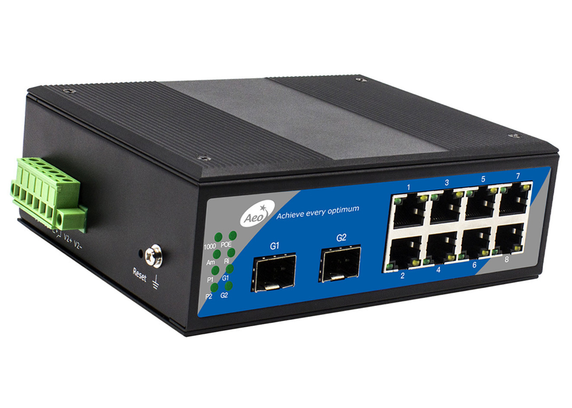 32Gbps 10 Port 8+2 SFP Fiber Switch with 8 Ethernet Ports and 2 SFP Slots