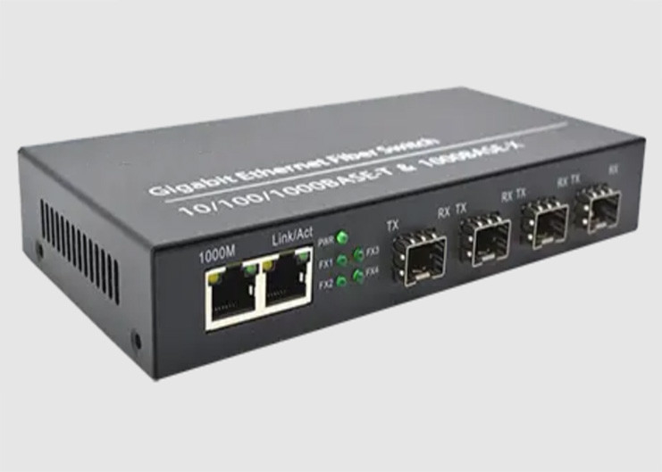 850nm Ethernet Fiber Switch With 2 10/100/1000TX Ethernet + 4 1000FX SFP Ports