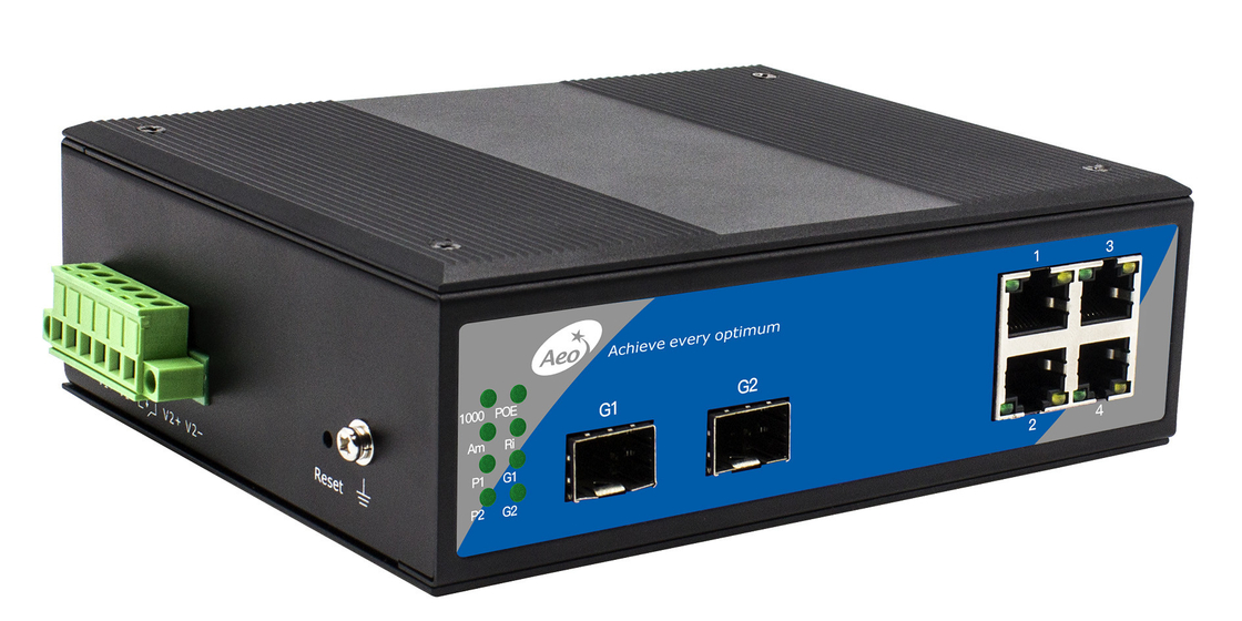 4 Port Industrial Gigabit POE Switch with 2 SFP and 4 Ethernet Ports