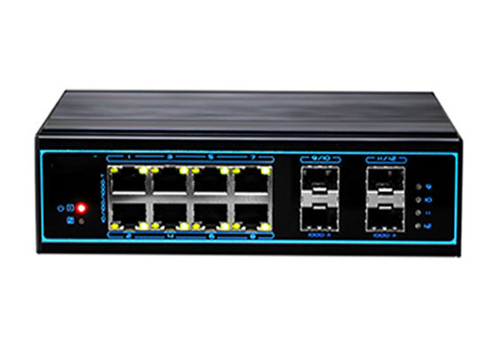 12 Ports Full Gigabit Industrial Switch with 8 Downlink and 4 SFP Ports