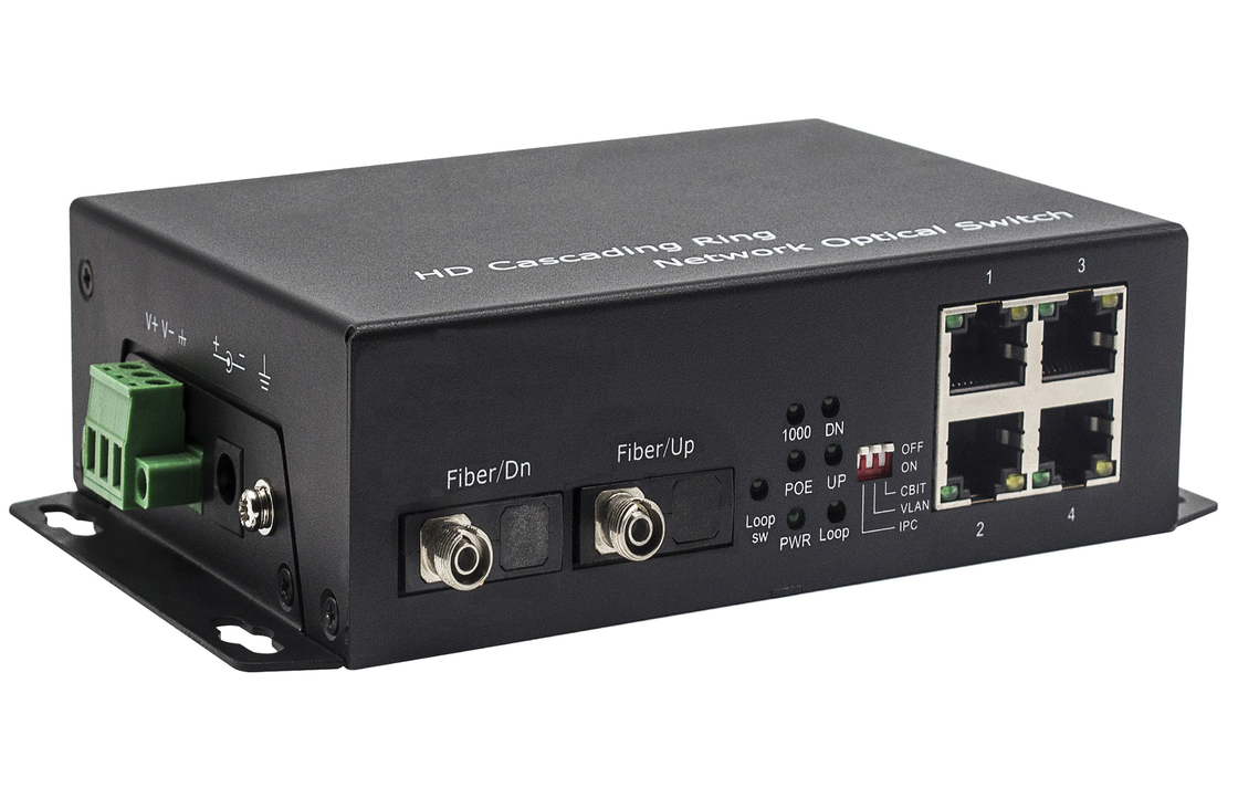 AC / DC Fiber Ethernet Switch With 10/100/1000Mbps 2 Fiber Ports And 4 Ethernet Ports