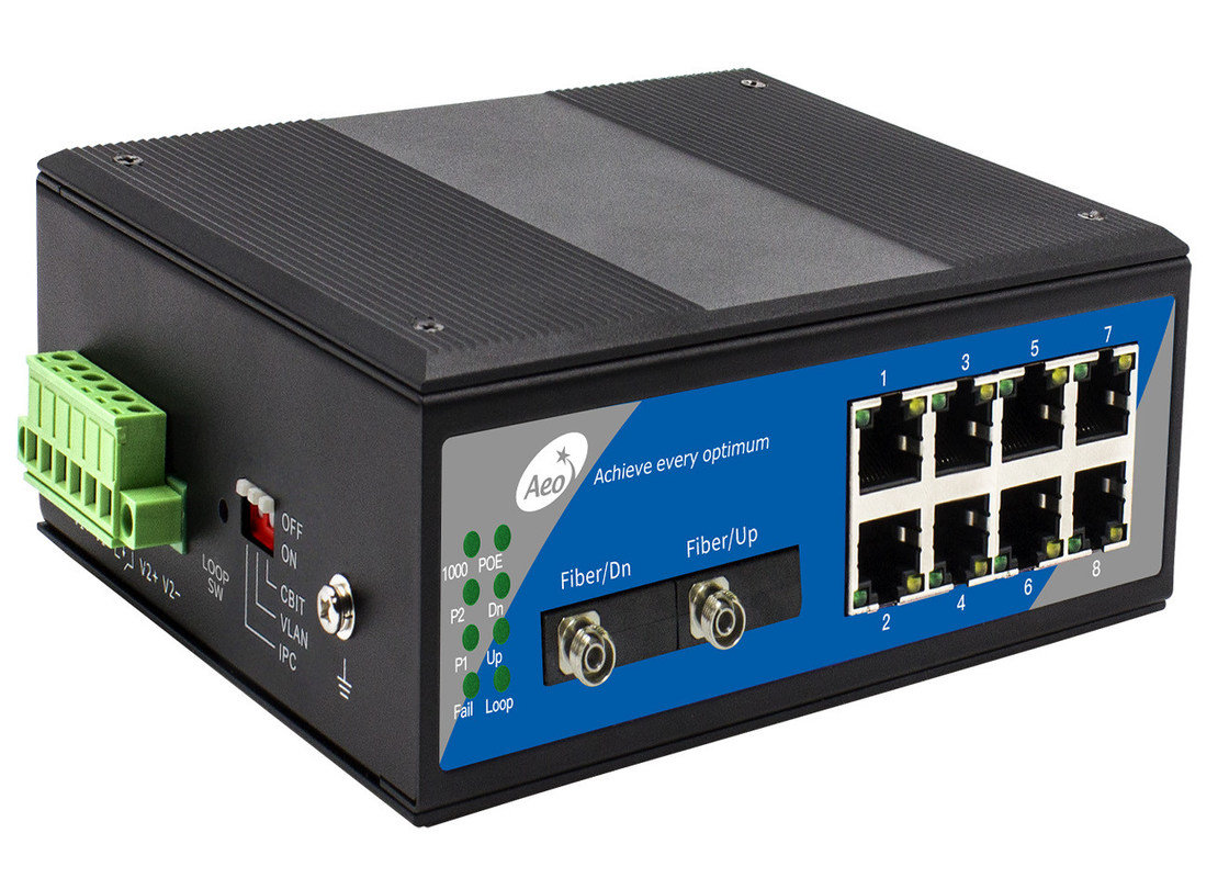 Fiber POE Switch 10/100/1000Mbps Shock Resistance 40℃+85℃ Storage