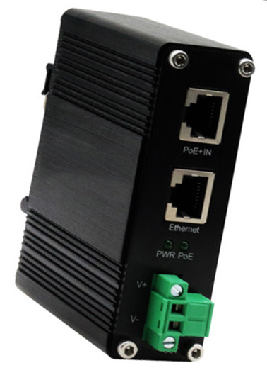 DIN-Rail Industrial 802.3at Gigabit PoE Splitter Output Voltage 12VDC
