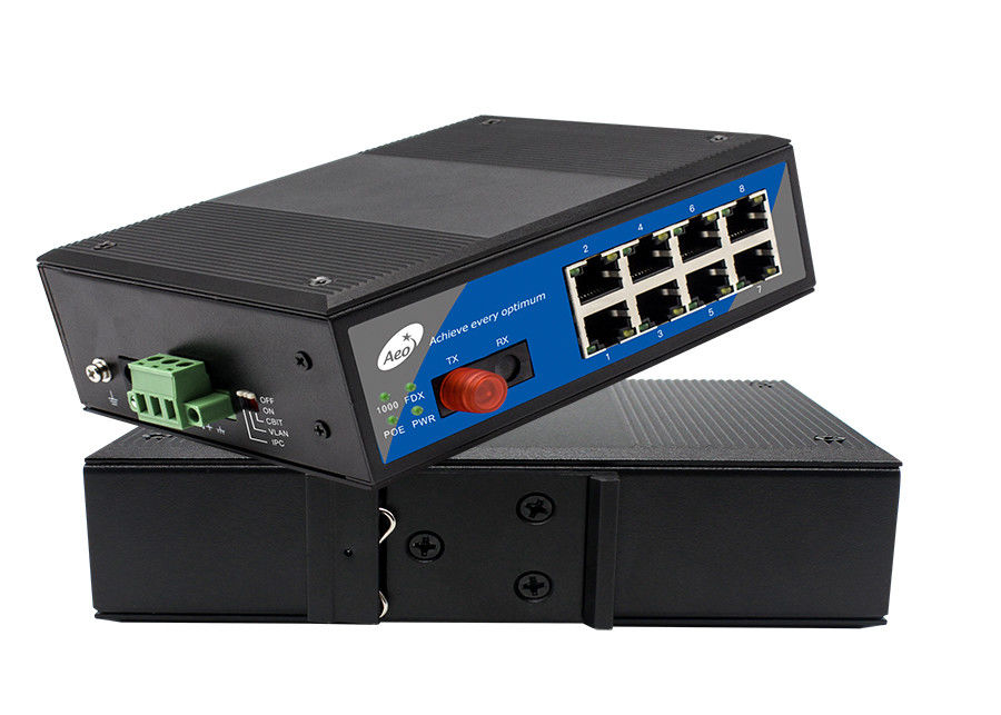 100km Industrial POE Ethernet Switch With 1 Fiber and 8 Ethernet Ports
