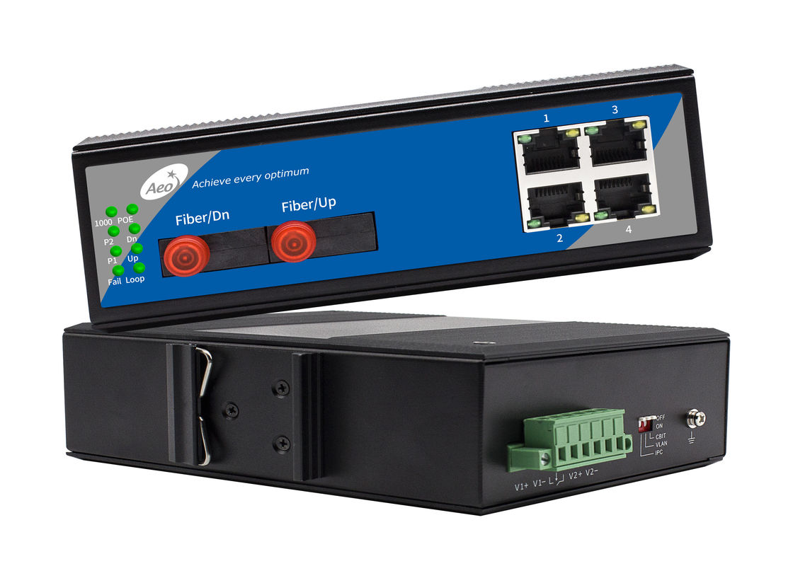 4 POE 2 Optical Port Ethernet Fiber Switch , Cascading Network Switches