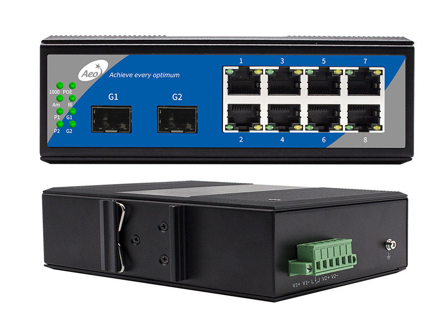 8 Port Gigabit Ethernet Switch With SFP 1310/1550nm Managed 2 SFP and 8 POE Ethernet Ports