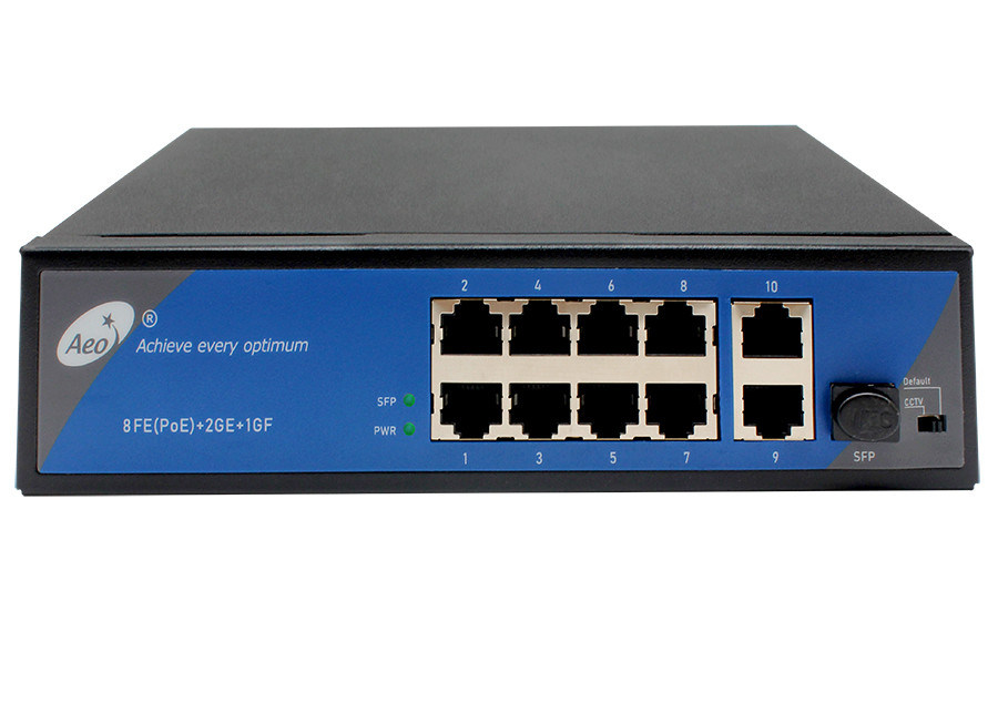 Industrial SFP Fiber Switch , 8 Port POE Switch With 2 Uplink