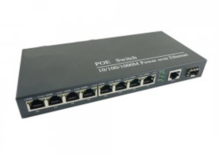 8POE+1RJ45+1Fiber Ethernet Media Converter Full Gigabit 10 / 100 / 1000Mbps