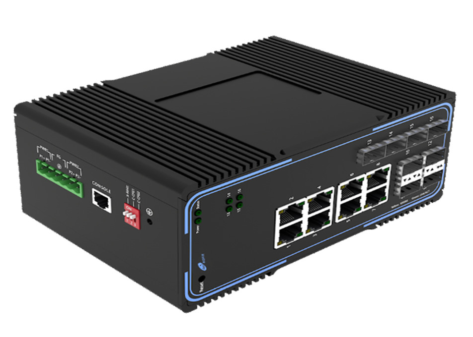 IP40 Managed SFP Fiber Switch With 8 10/100/1000Mbps Ethernet Port