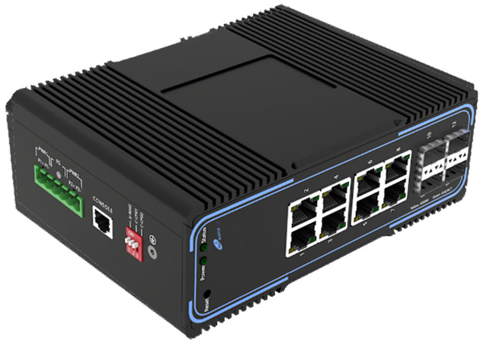 8 Port Managed Gigabit Switch With 4 SFP Slots And 8 Ethernet Ports